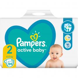 Scutece Pampers Active Baby Giant Pack Marimea 2, Nou Nascut, 4 -8 kg, 96 buc