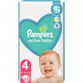 Scutece Pampers Active Baby Jumbo Pack, Marimea 4, 9 -14 kg, 62 buc