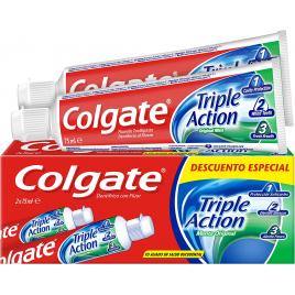 Set de 2 paste de dinti Colgate Triple Action,  cu actiune tripla pentru mentinerea igienei orale, 2 x 75 ml