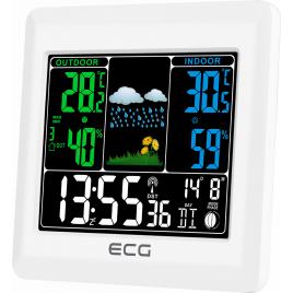 Statie meteo interior-exterior ecg ms 300 white, senzor extern fara fir, lcd