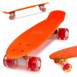 Skateboard penny board pentru copii cu roti din cauciuc, iluminate led, culoare