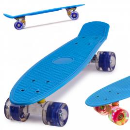 Skateboard penny board pentru copii cu roti din cauciuc, iluminate led, culoare