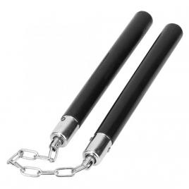 Nunceag-nunchucku ideallstore®, cauciuc, prindere lant, negru, 30 cm