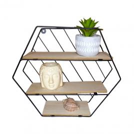 Raft decorativ, 35 x 9 x 30.5 cm, forma hexagon