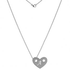 Lant argint 925, 50 cm, si charm inima argint 925, gravat litera a