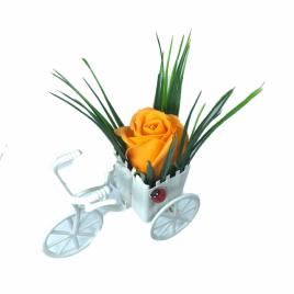 Aranjament floral, bicicleta, trandafir portocaliu, parfumat, buburuza