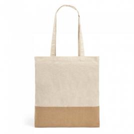Sacosa din bumbac 100%, detalii iuta,  37 x 41 cm, manere 65 cm, gri