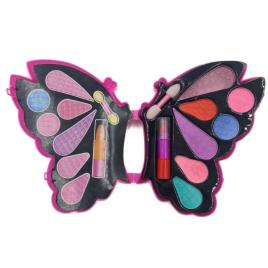 Trusa de machiaj pentru copii, glits, fard, ruj, model fluture, roz