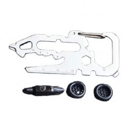 Card multifunctional , 15 in 1, surubelnita, desfacator, argintiu, 66x31x2.5mm