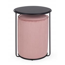 Masuta cafea si puf gri roz prafuit annika Ø 40 cm x 50 h; Ø 32 cm x 42 h