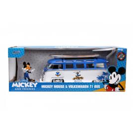 Jada masina din metal volkswagen t1 bus scara 1 la 24 si figurina mickey mouse