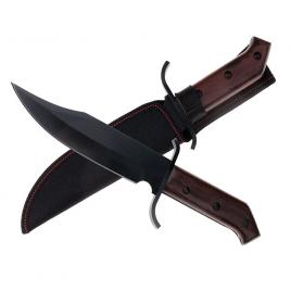 Cutit de vanatoare ideallstore®, pilgrim dagger, 33 cm, otel inoxidabil, negru, husa inclusa