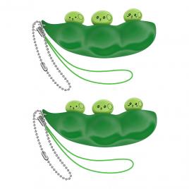 Set doua jucarii antistres ideallstore®, pastaie de mazare, tip breloc, 6.5 cm, verde