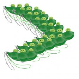 Set zece jucarii antistres ideallstore®, pastaie de mazare, tip breloc, 6.5 cm, verde