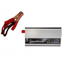 Invertor auto ideallstore®, netzteil helfer, 1500 w, metalic, 17 cm, cabluri alimentare incluse