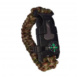 Bratara supravietuire ideallstore®, military surplus, paracord, 26 cm, camuflaj