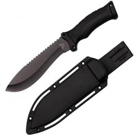 Cutit de vanatoare ideallstore®, kukri madness, otel inoxidabil, 30.5 cm, negru, teaca inclusa