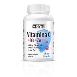 Vitamina c 100mg+d3 1000ui+zn 15mg 60cps