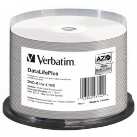 Verbatim dvd-r azo 4.7gb 16x dl+ wide printable surface non-id