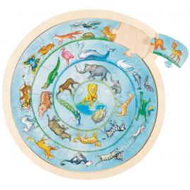 Puzzle rotund cercul animalelor 27 piese