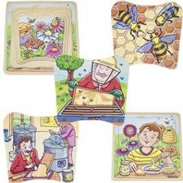 Puzzle stratificat 28 piese - mierea de albine