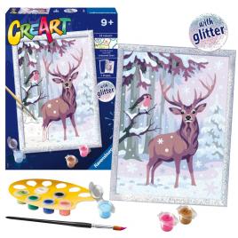 Pictura pe numere ravensburger - caprioara si pasare
