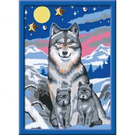 Pictura pe numere ravensburger - familie de lupi