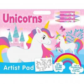 Bloc de colorat unicorns artist pad cu stickere alligator