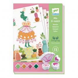 Joc creativ cu stampile fete flori djeco