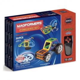 Set magnetic cu telecomanda roti amuzante magformers 20 piese