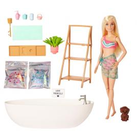 Set de joaca barbie self-care cu cada de baie si confetti