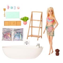 Set de joaca barbie self-care cu cada de baie si confetti