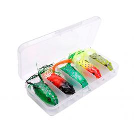 Set 5 broaste pescuit stiuca, Fishingbox, pescuit la suprafata, lungime 6cm, greutate 12gr, soft, multicolor