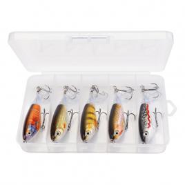 Set Naluci 8cm 14g Whopper Poppers Momeala de pescuit pentru stiuca,vobler de suprafata cu coada rotativa, model 1