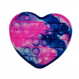 Jucarie antistres, pop it, silicon, model inima, 13 cm, multicolor