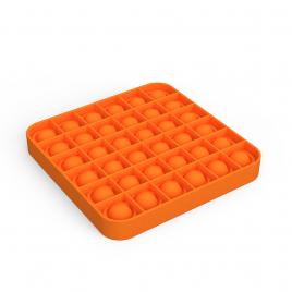 Jucarie antistres, pop it, silicon, patrat, 12.5 cm, portocaliu