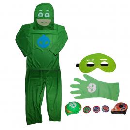 Set costum eroi in pijamale si accesorii ideallstore®, sopi greg, marimea l, 7-9 ani, verde