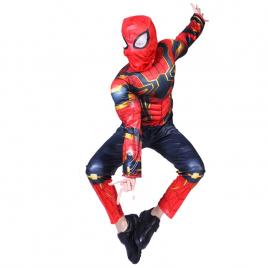 Set costum iron spiderman ideallstore®, new era, marimea m, 5-7 ani, rosu