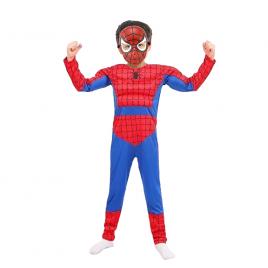 Set costum ultimate spiderman ideallstore® pentru copii, 100% poliester, 3-5 ani, rosu si masca plastic