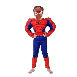 Set costum clasic spiderman cu muschi ideallstore®, 7-9 ani, rosu si masca plastic