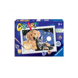 Pictura pe numere ravensburger - catel si pisicuta