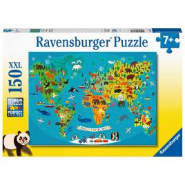 Puzzle harta lumii cu animale 150 piese ravensburger