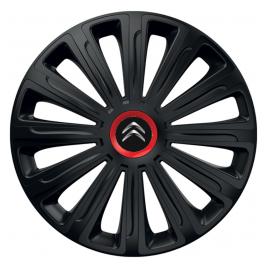 Set 4 capace roti Negre Cu Inel Rosu Trend R16 pentru gama auto Citroen
