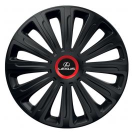 Set 4 capace roti Negre Cu Inel Rosu Trend R16 pentru gama auto Lexus