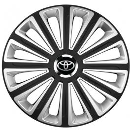 Set 4 capace roti Silver/black cu inel cromat Trend R14 pentru gama auto Toyota