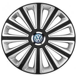 Set 4 capace roti Silver/black cu inel cromat Trend R14 pentru gama auto Volkswagen
