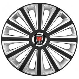 Set 4 capace roti Silver/black cu inel cromat Trend R15 pentru gama auto Rover