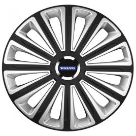 Set 4 capace roti Silver/black cu inel cromat Trend R15 pentru gama auto Volvo