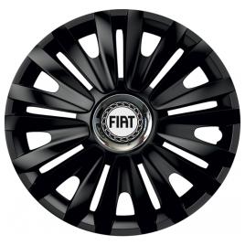 Set 4 capace roti Negre Cu Inel Cromat Royal R15 pentru gama auto Fiat