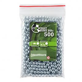 Set 500 bile metalice ideallstore®, combat zone, pentru prastie, 7 mm, 0.75g, argintiu